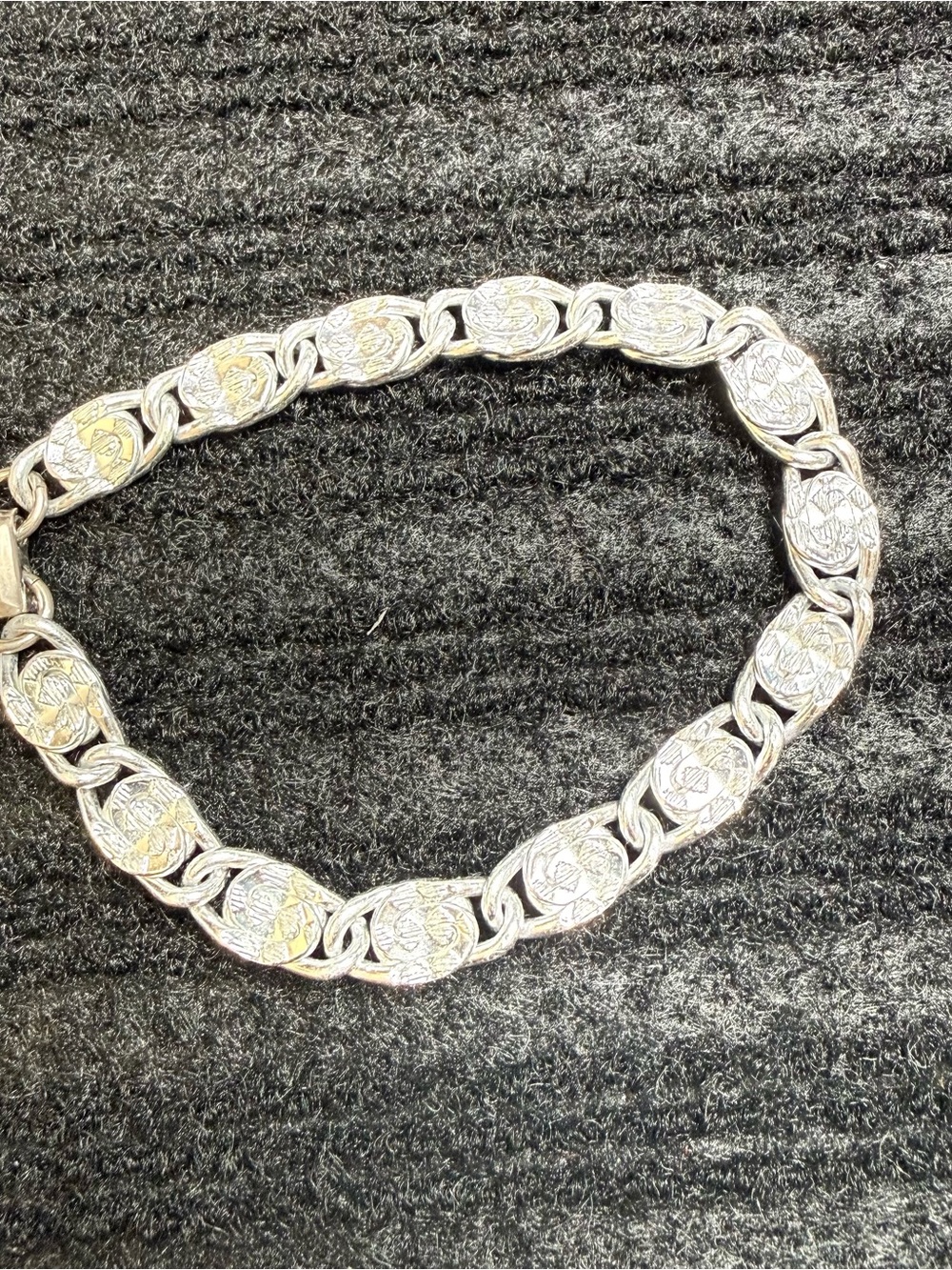 Sarah Coventry Two-Tone Textured Medallion Link Bracelet